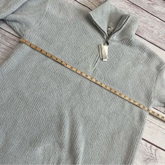 Barefoot Dreams Cozy Chic 1/4 Zip Pullover Ribbed Fleece Light Grey Size 2X NEW - Picture 4 of 8